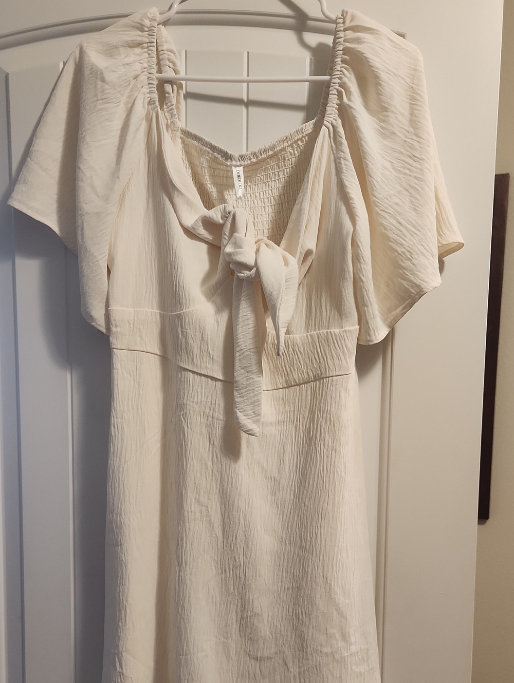 Cream Tie-Front Women's Dress
